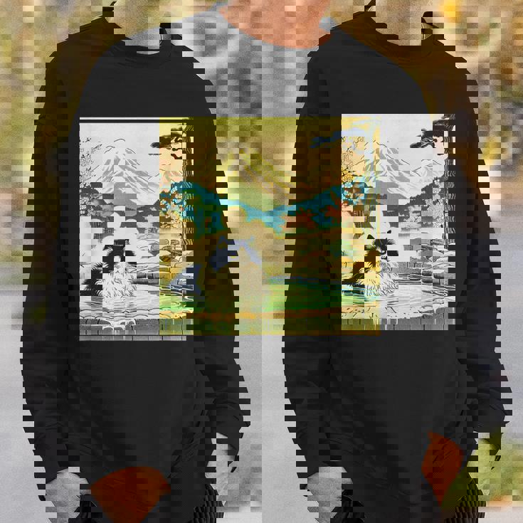 面白いtシャツ 猫 ネコ 温泉 メンズ 猫好き グッズ おもしろ 面白い 服 ネタ 猫の下僕 浮世絵 スウェットシャツ 彼への贈り物