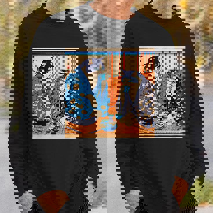 面白いtシャツ 猫 ネコ 酒 メンズ 猫好き グッズ おもしろ 面白い 服 ネタ にゃんこ 猫の下僕 浮世絵 スウェットシャツ 彼への贈り物