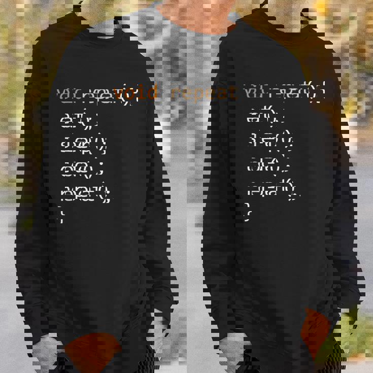 面白いコーディングシャツ Java 再帰 Eat Codeleep Repeat スウェットシャツ 彼への贈り物