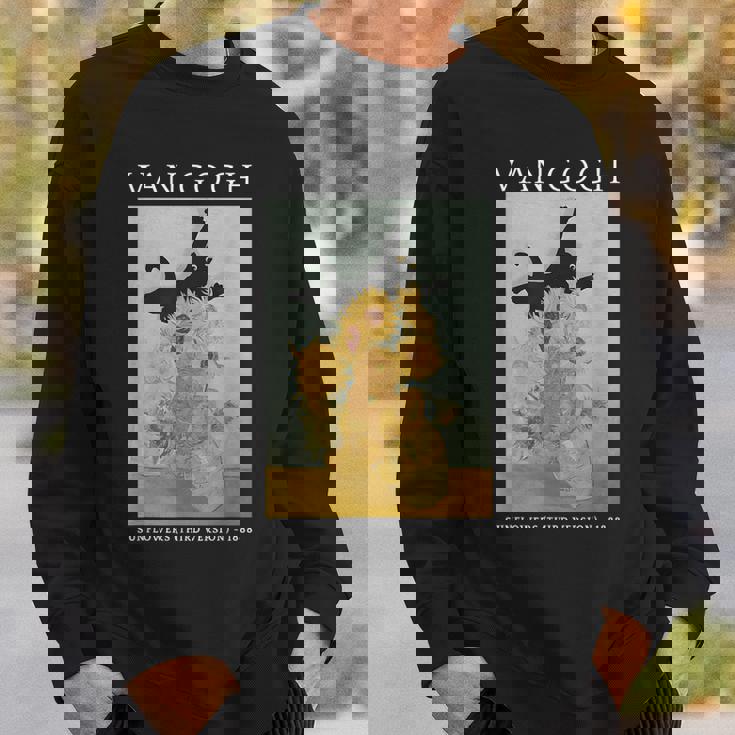 面白いゴッホ ひまわり 猫 ミーム ゴッホ アートグラフィック スウェットシャツ 彼への贈り物