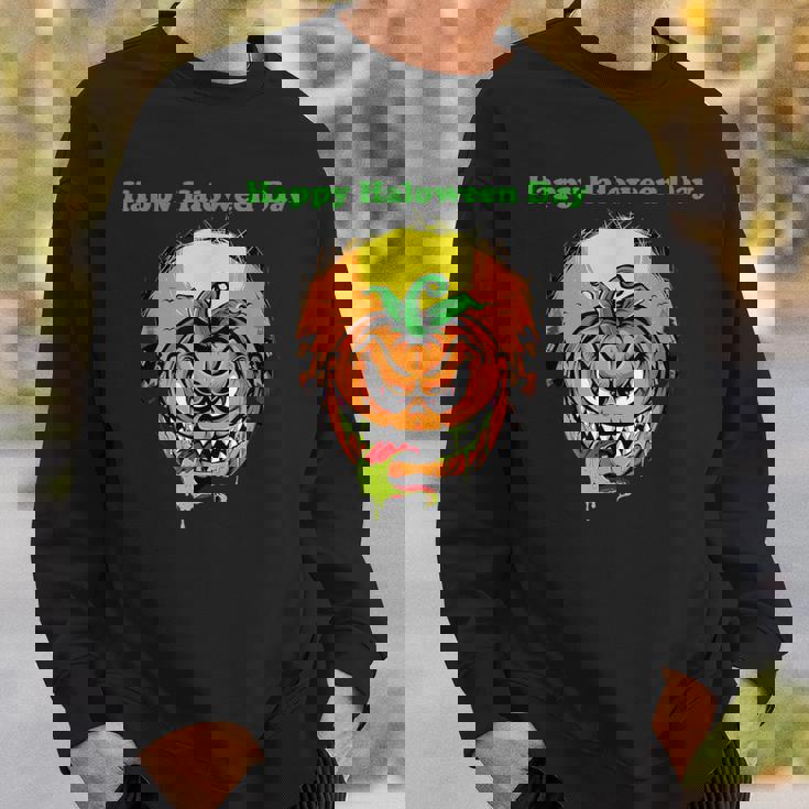 面白いパンプキン&ムーン ハッピーハロウィンデー スウェットシャツ 彼への贈り物