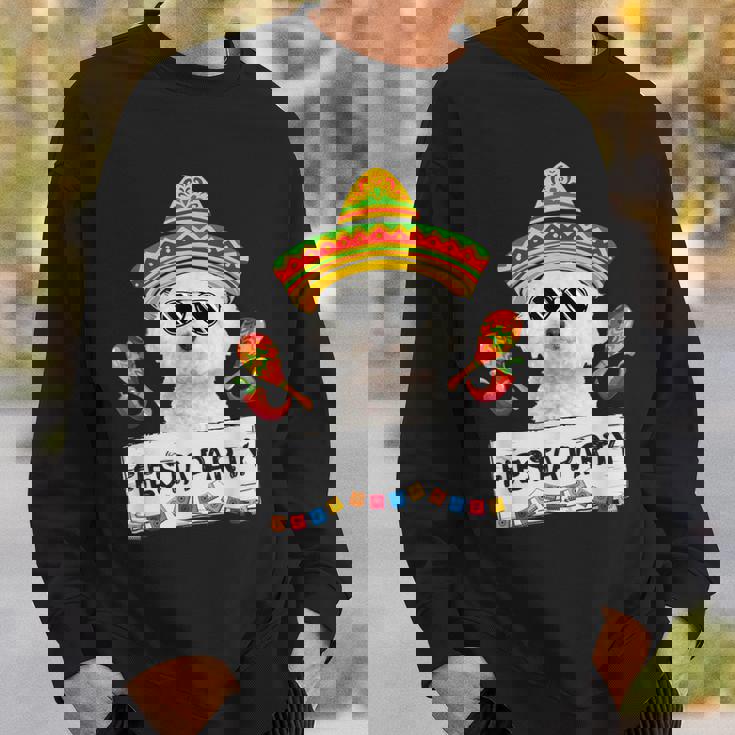 面白いパーティー かわいいビション・フリーゼ ソンブレロ サングラス スウェットシャツ 彼への贈り物