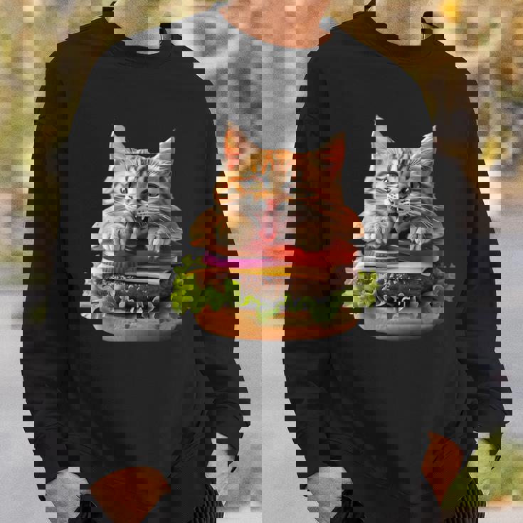 面白いファーストフードハンバーガー愛好家猫猫愛好家 Britishhorthair Burger Cat Food スウェットシャツ 彼への贈り物