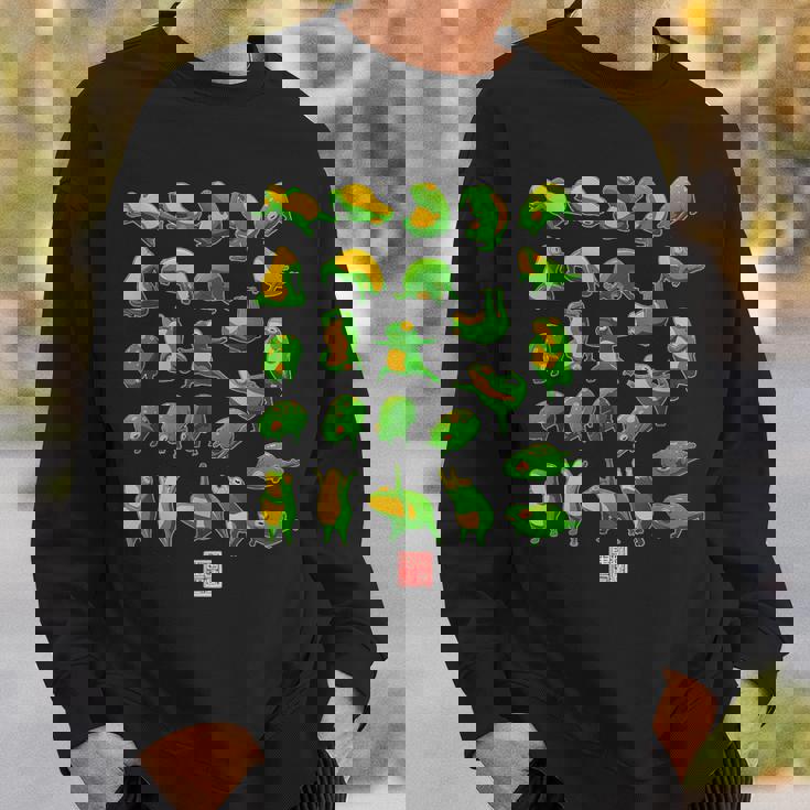 面白いヨガカエルとヒキガエル瞑想 日本のアートグラフィック スウェットシャツ 彼への贈り物