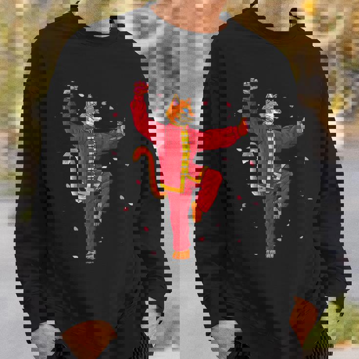 面白い太極拳 猫 武道 ヨガ 瞑想 スウェットシャツ 彼への贈り物