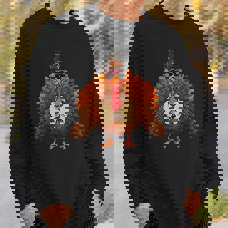 面白い感謝祭の七面鳥とサングラス皮肉なディナー スウェットシャツ 彼への贈り物