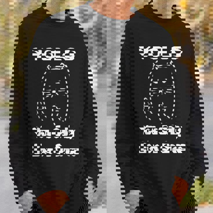 面白い猫 Tピースギフト Yolo 猫愛好家に スウェットシャツ 彼への贈り物