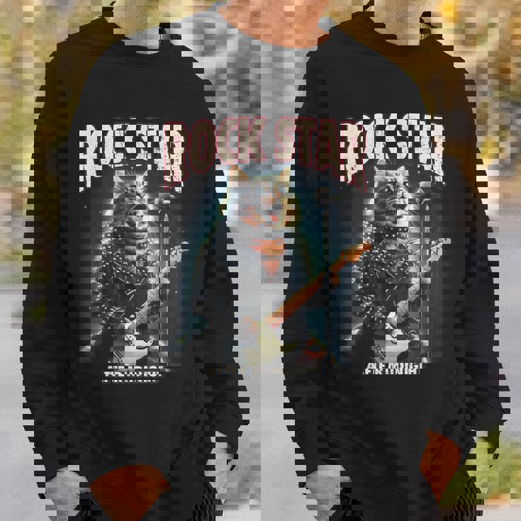 面白い猫 ギタリスト エレクトリックギター ロックスター 猫 スウェットシャツ 彼への贈り物