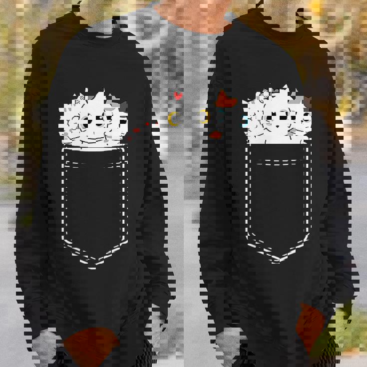 面白い猫 ポケット かわいい カワイイ キティ ラブ キャット ポケット付き スウェットシャツ 彼への贈り物