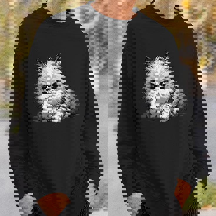 面白い猫 中指 皮肉 いたずらな 発言 スウェットシャツ 彼への贈り物