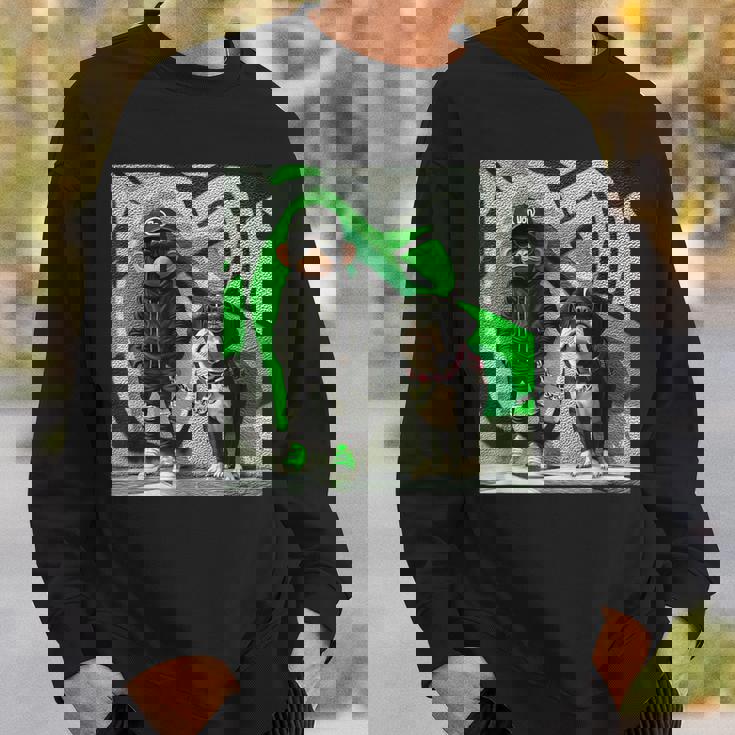 面白い猿と犬のグラフィックストリートウェアクールなデザイン 男性用 スウェットシャツ 彼への贈り物