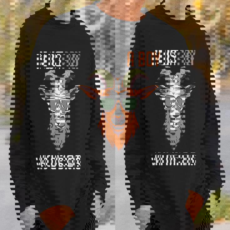 面白い農場の動物 ヤギ好き ただの少年 ヤギが大好きな人 スウェットシャツ 彼への贈り物