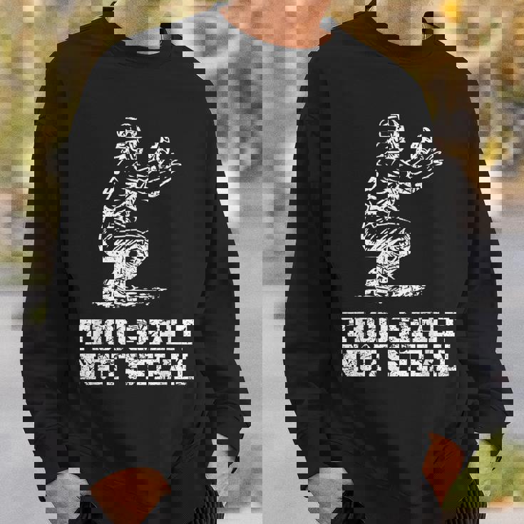 面白い野球選手キャッチャー ヴィンテージを盗んではなりません スウェットシャツ 彼への贈り物