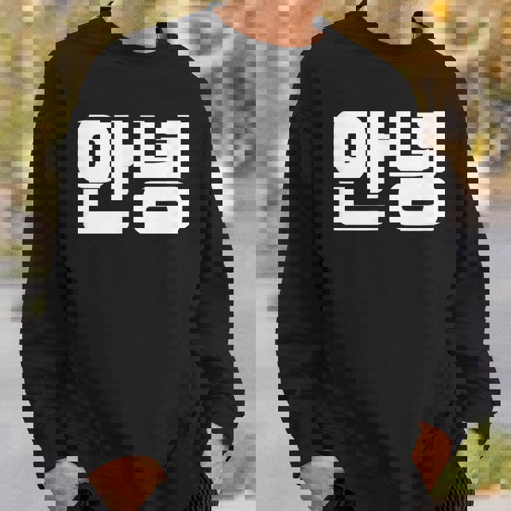 韓国語 面白tシャツ メンズ 韓国語での挨拶 こんにちは アンニョン 服 おもしろ 韓国 スウェットシャツ 彼への贈り物