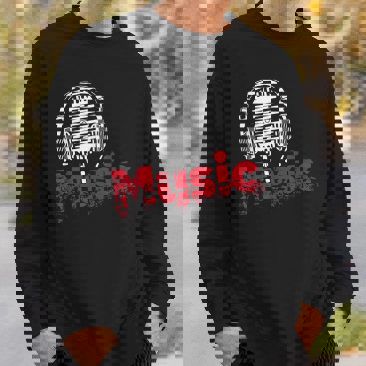 音楽 マイク ヘッドホン 日常 テキスト シンプル レトロ スウェットシャツ 彼への贈り物