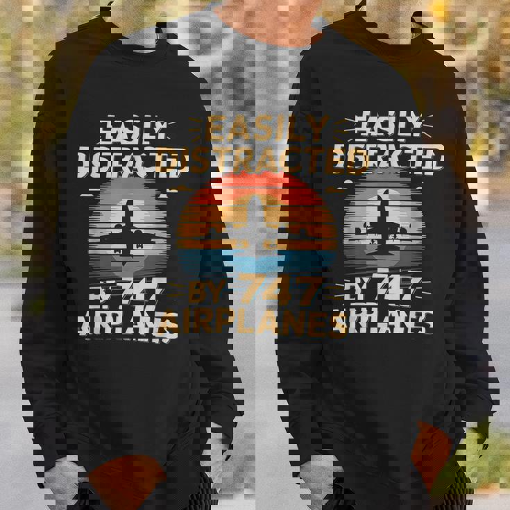 飛行機 簡単 気を取られる 747 飛行機 面白い パイロット スウェットシャツ 彼への贈り物