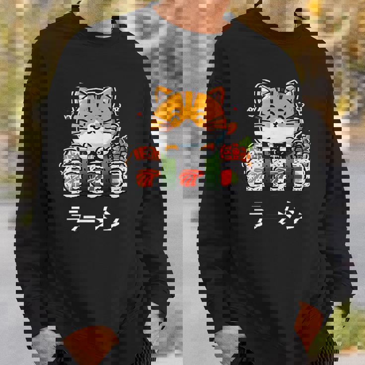 食べ物好きのためのかわいい日本のかわいい猫寿司 スウェットシャツ 彼への贈り物