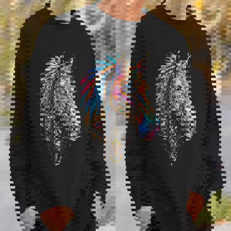 馬 動物 モチーフ イラスト 馬 スウェットシャツ 彼への贈り物