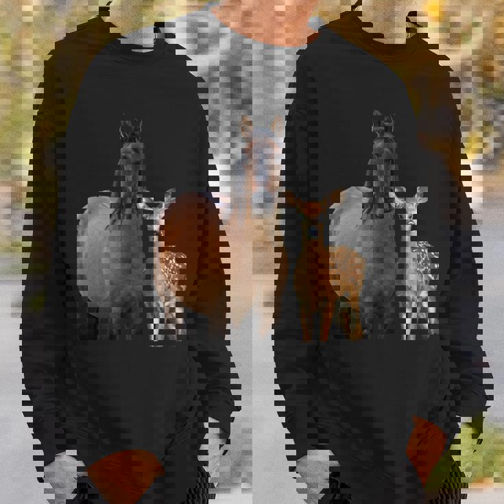 馬 鹿 面白いtシャツ バカ メンズ おもしろ 面白い 服 オリジナル おもしろグッズ ネタ 動物 ウマ シカ スウェットシャツ 彼への贈り物