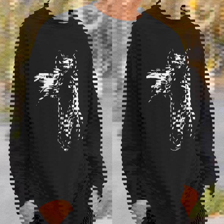 馬好きのためのエレガントな馬のシルエットのグラフィックアートデザイン。 スウェットシャツ 彼への贈り物