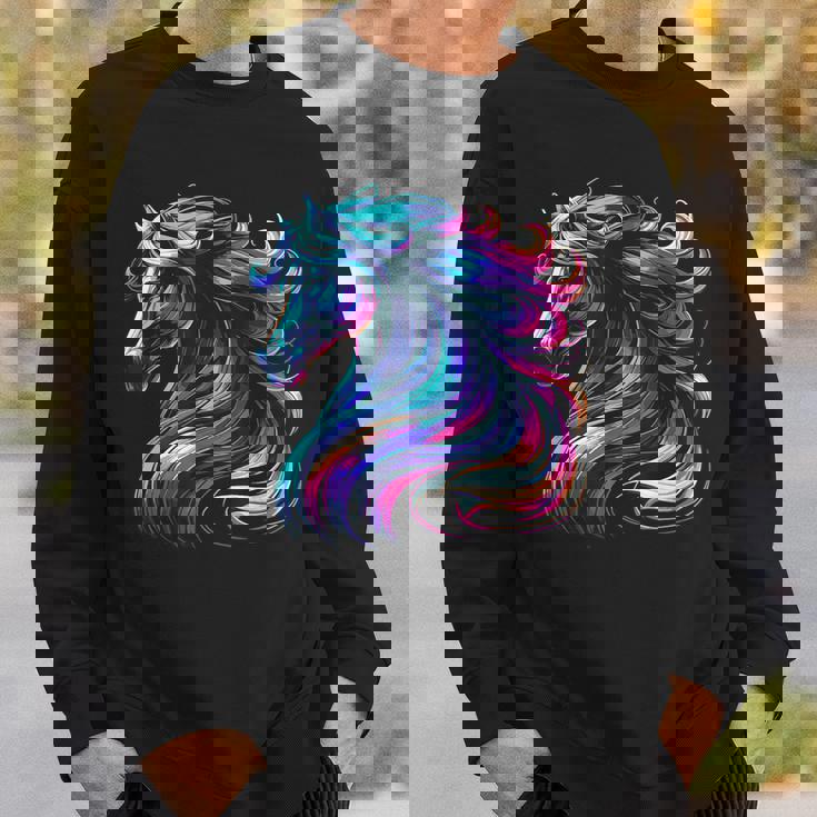 馬愛好家のための鮮やかな馬のファンタジー スウェットシャツ 彼への贈り物