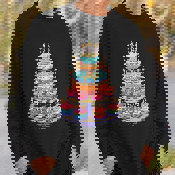 鮮やかな多層バースデーケーキ スウェットシャツ 彼への贈り物