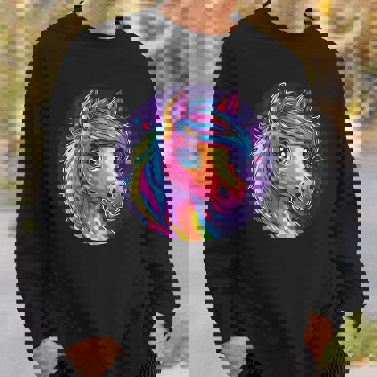 鮮やかな虹色の馬の魔法の夢 スウェットシャツ 彼への贈り物