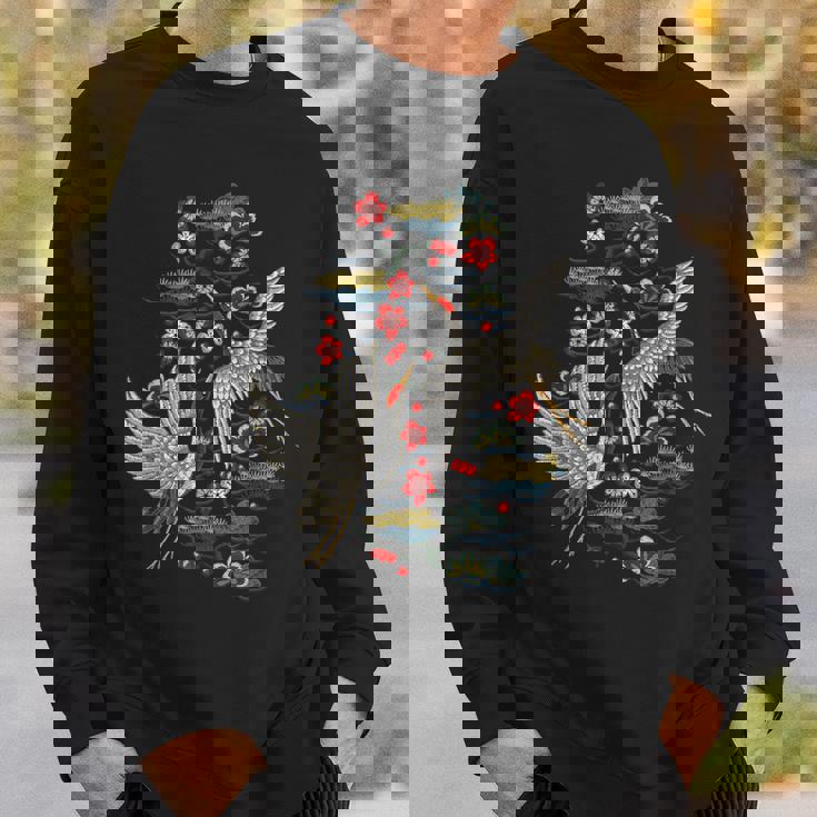 鶴&桜 ヴィンテージ日本刺繍 スウェットシャツ 彼への贈り物