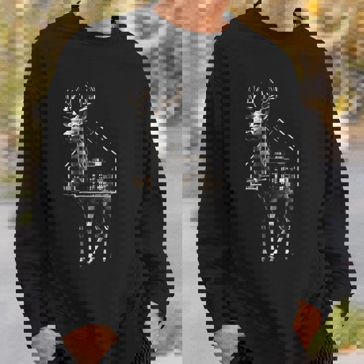 鹿 アート 図工 家 動物 イラスト グラフィック 鹿 スウェットシャツ 彼への贈り物