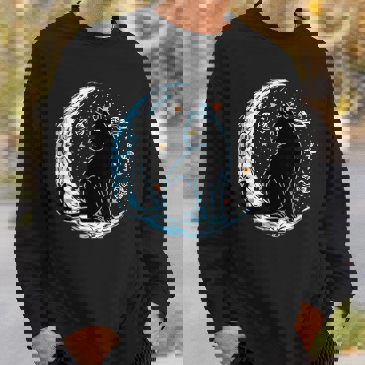 黒猫 三日月 セーラームーンフェイズ 占星術 ペット愛好家 スウェットシャツ 彼への贈り物