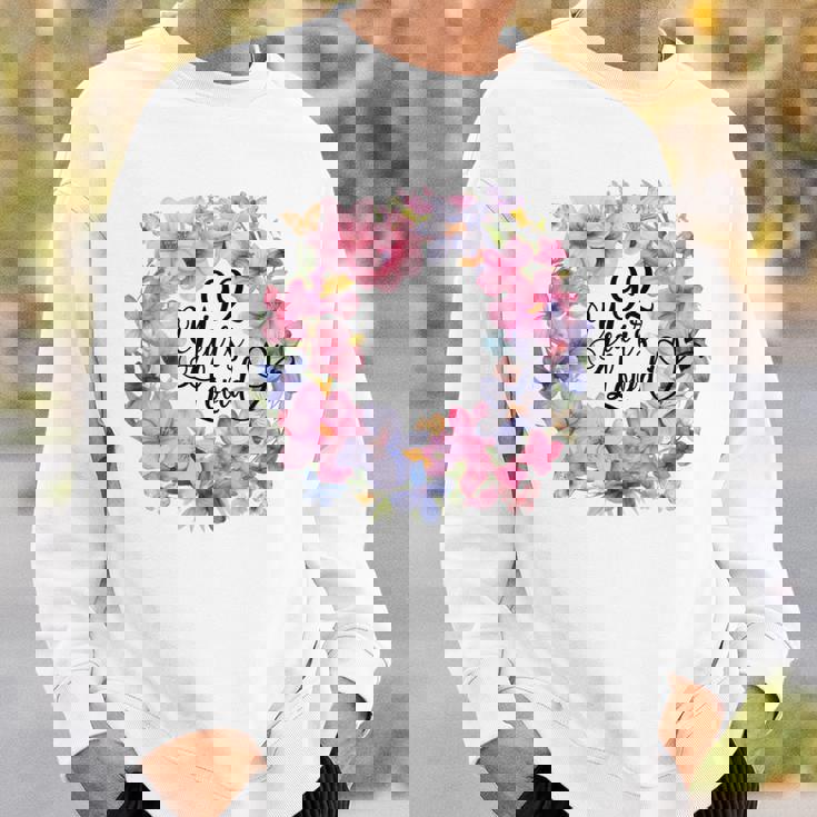 92年間愛された 92歳の誕生日フローラルリース 長袖tシャツ スウェットシャツ 彼への贈り物