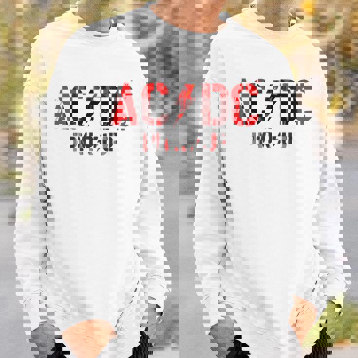 AcDcロックミュージックバンドpwrupフォトロゴ。 スウェットシャツ 彼への贈り物