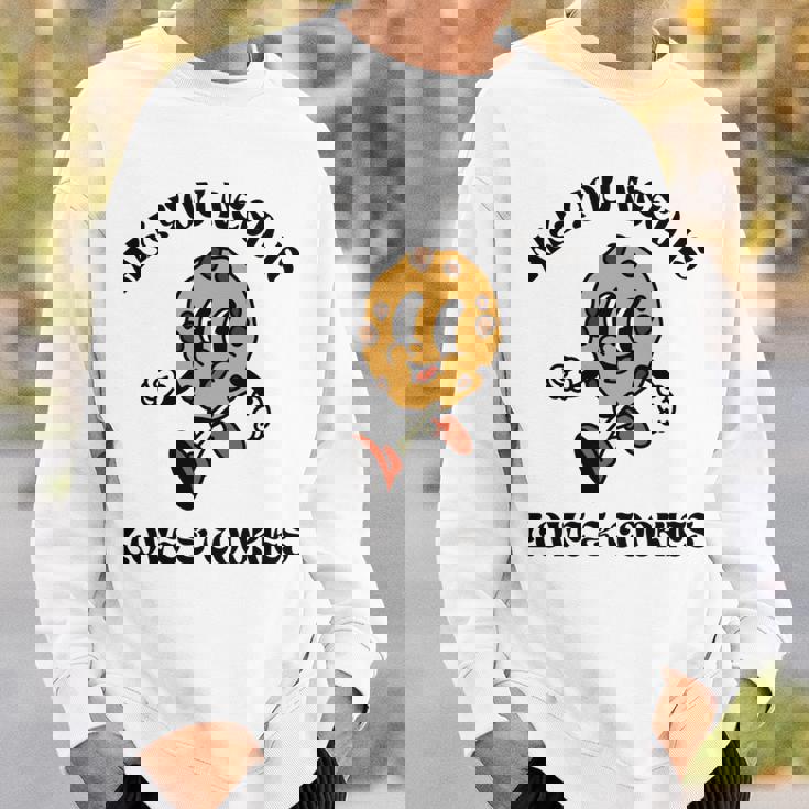 All You Need Is Love And Cookies レトロ 70年代 かわいい ハッピークッキー 長袖tシャツ スウェットシャツ 彼への贈り物