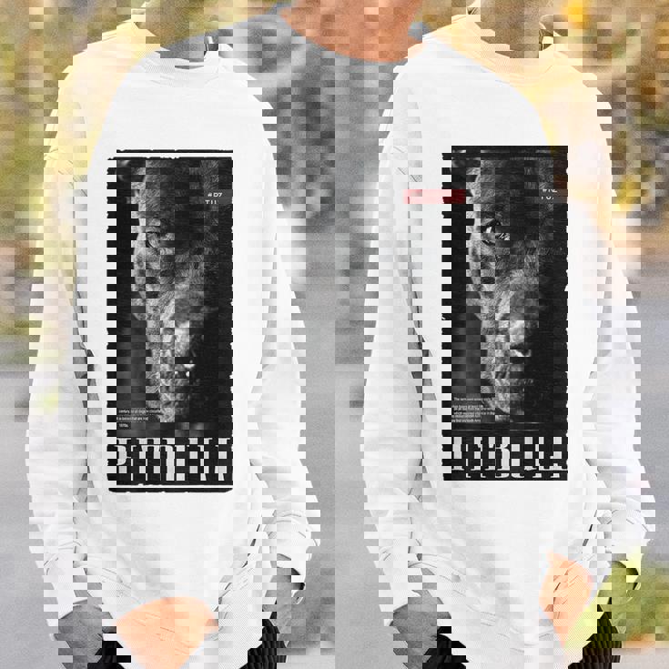 Backprint 野生の犬ピットブルテリアのポートレートブルドッグのバックプリントピットブル スウェットシャツ 彼への贈り物