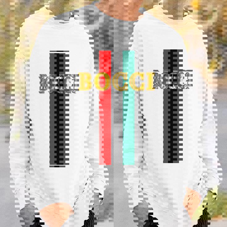 Bocci ぼっち《フェイクゴールド ロゴ》緑 赤 ライン【変なデザイン屋さん】陰キャ オタク ブランド パロディ 面白 長袖tシャツ スウェットシャツ 彼への贈り物