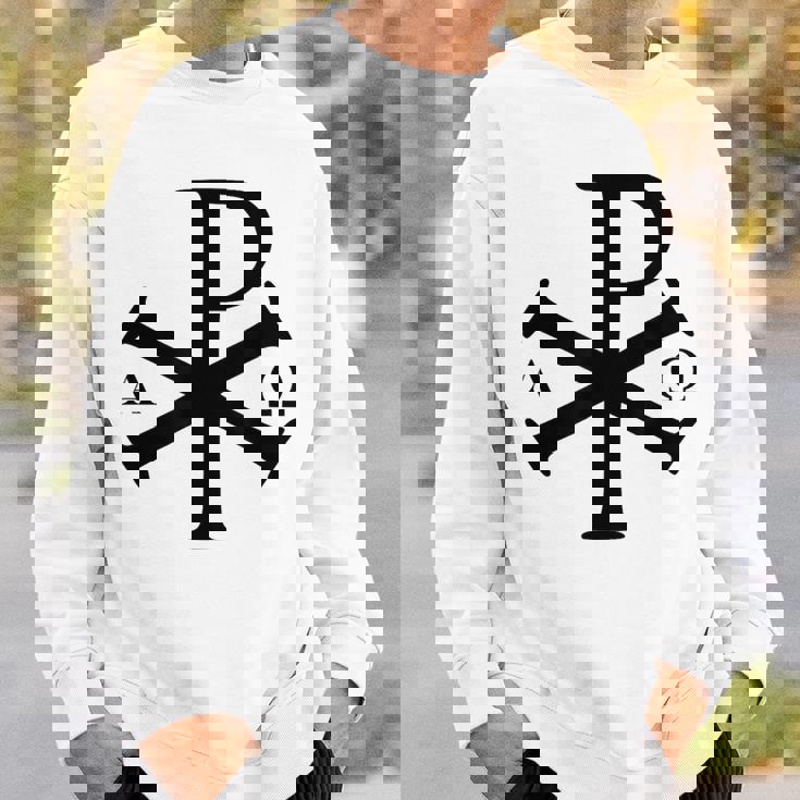 Chi Rho クリスチャン ゴッド アルファ オメガ イエスキリスト キリスト教 スウェットシャツ 彼への贈り物