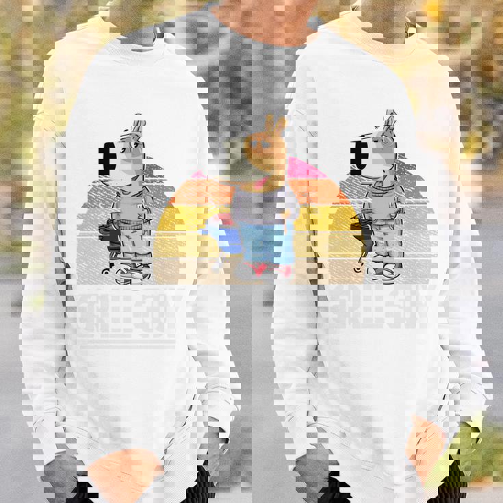 Chill Guy Meme Grill Guy Bratwurst グリル シェフグリル 長袖tシャツ スウェットシャツ 彼への贈り物