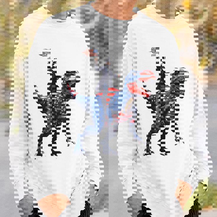 Dino Abraham Lincoln 4Th Of July Boys American Flag スウェットシャツ 彼への贈り物