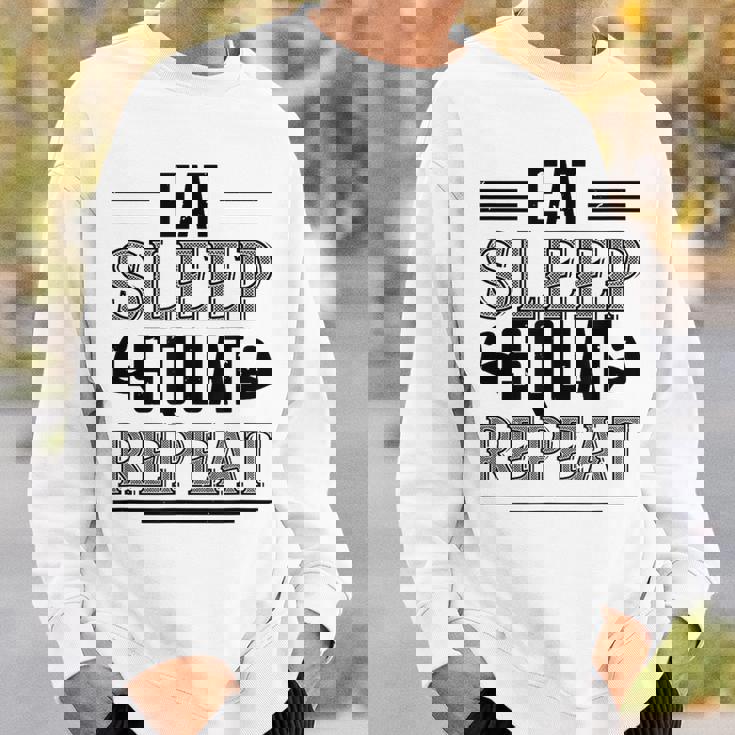 Eatleepquat Repeat 面白いジムワークアウト スウェットシャツ 彼への贈り物