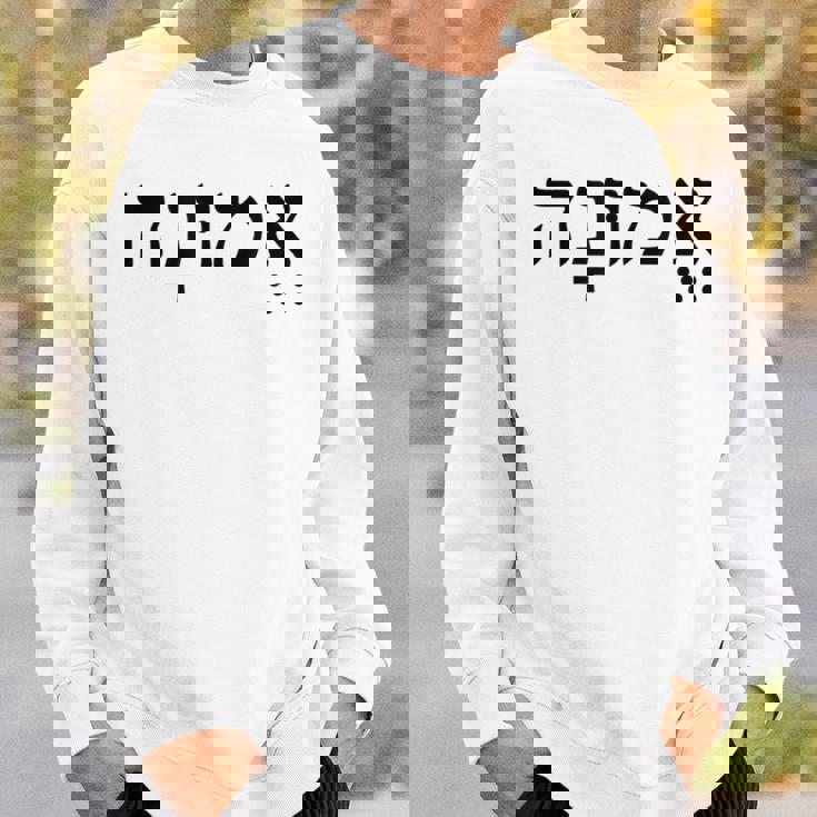 Emunah Faith ヘブライ語の言葉 ユダヤ教 ヘブライ語のルーツ メンズ、レディース スウェットシャツ 彼への贈り物