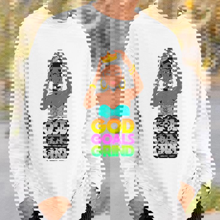 God Goals グラインドメラニン クリスチャン 楽しい ブラック クイーン ガールズ スウェットシャツ 彼への贈り物