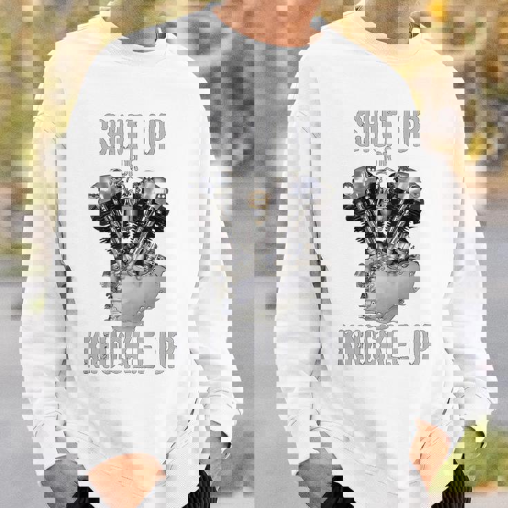 Hd-Twin シャットアップまたはナックルアップ ナックルヘッド レトロ バイカーギア スウェットシャツ 彼への贈り物