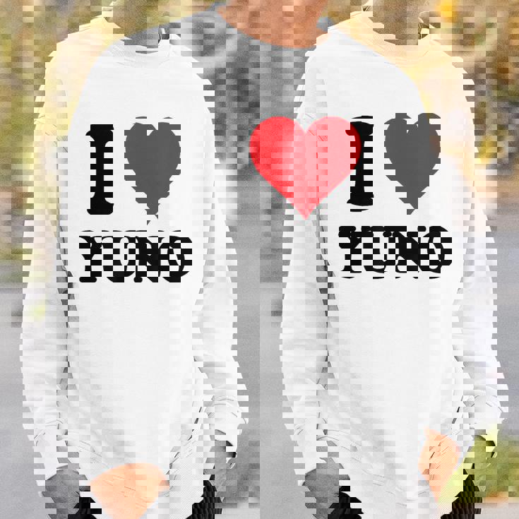 I Heart Yuno ファーストネーム I Love パーソナライズ スウェットシャツ 彼への贈り物