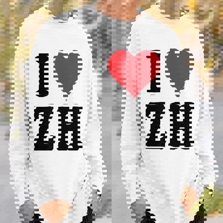 I Heart Zh Initials I Love ZH First And Last Name Z H スウェットシャツ 彼への贈り物