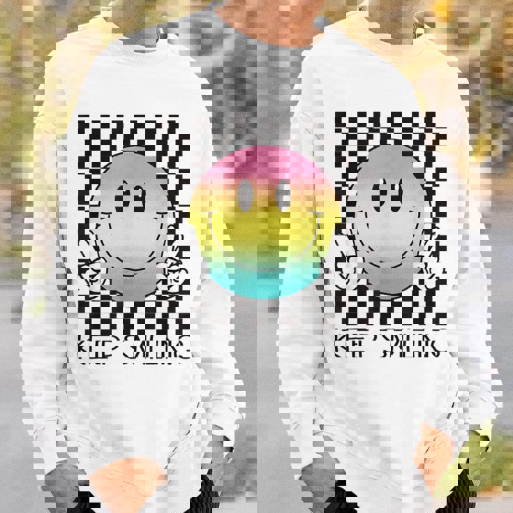 Keepmiling キュート 面白い ハッピー 平和 笑顔 ポジティブ スウェットシャツ 彼への贈り物