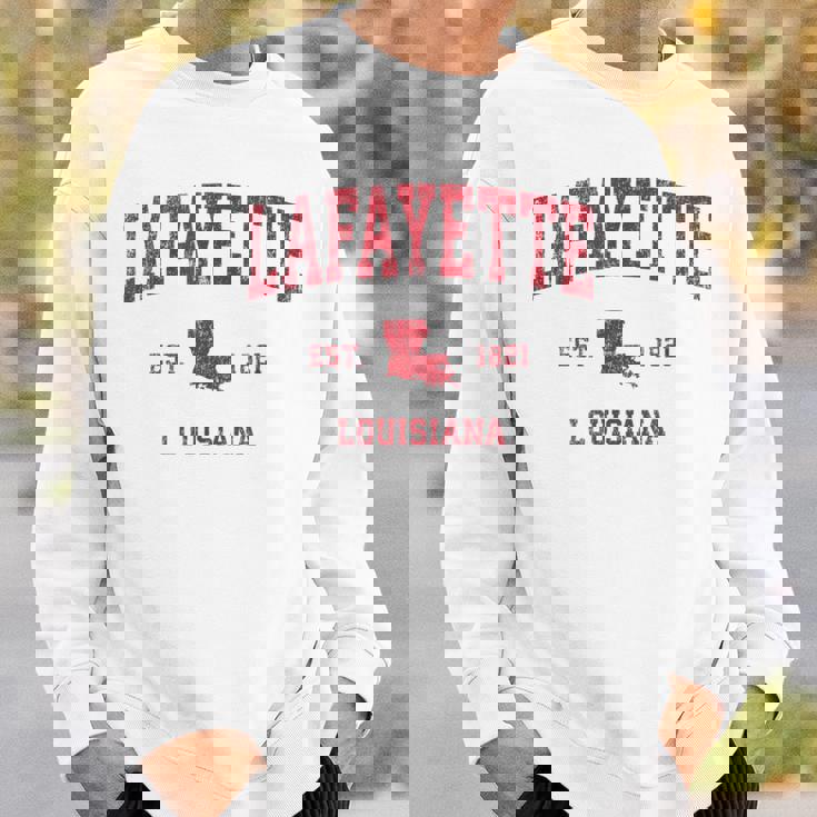 Lafayette ルイジアナ Laビンテージスポーツデザイン レッドプリント スウェットシャツ 彼への贈り物