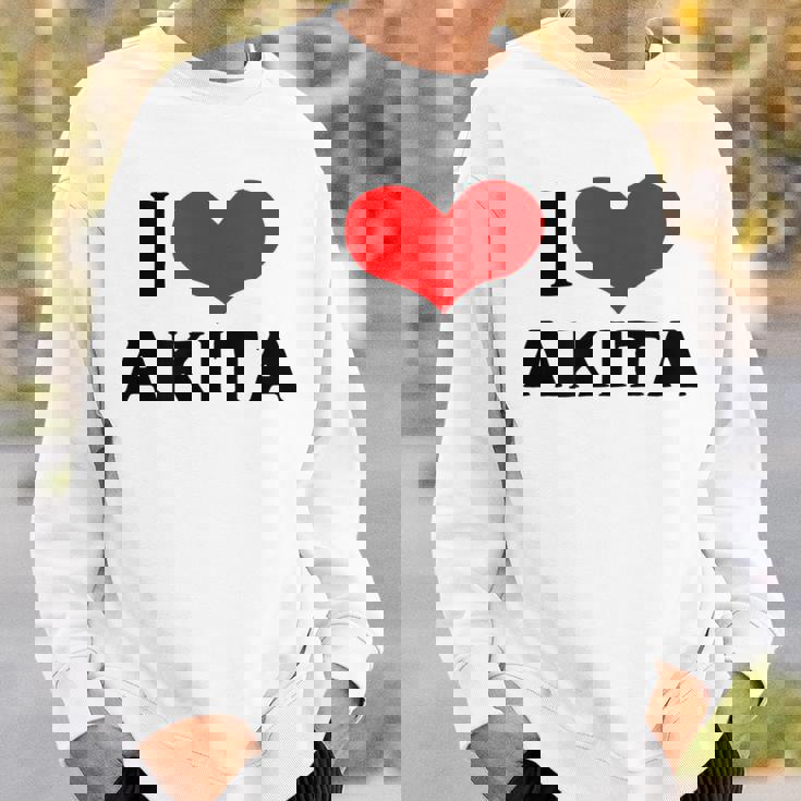 I Love Akita 愛 ハート 秋田 秋田県 日本 お土産 かわいい おしゃれ スウェットシャツ 彼への贈り物