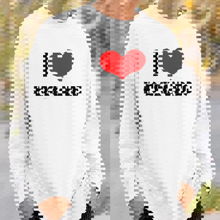 I Love Hokkaido 愛 ハート 北海道 日本 お土産 かわいい おしゃれ スウェットシャツ 彼への贈り物