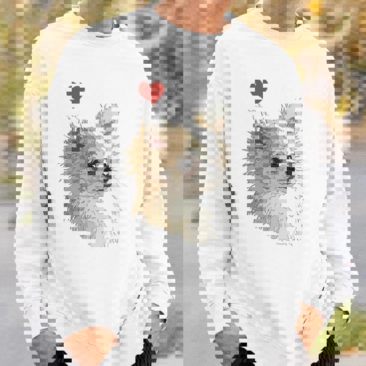 I Love Japan And Chihuahua 長髪 ちわわ ロングヘアママ 長袖tシャツ スウェットシャツ 彼への贈り物