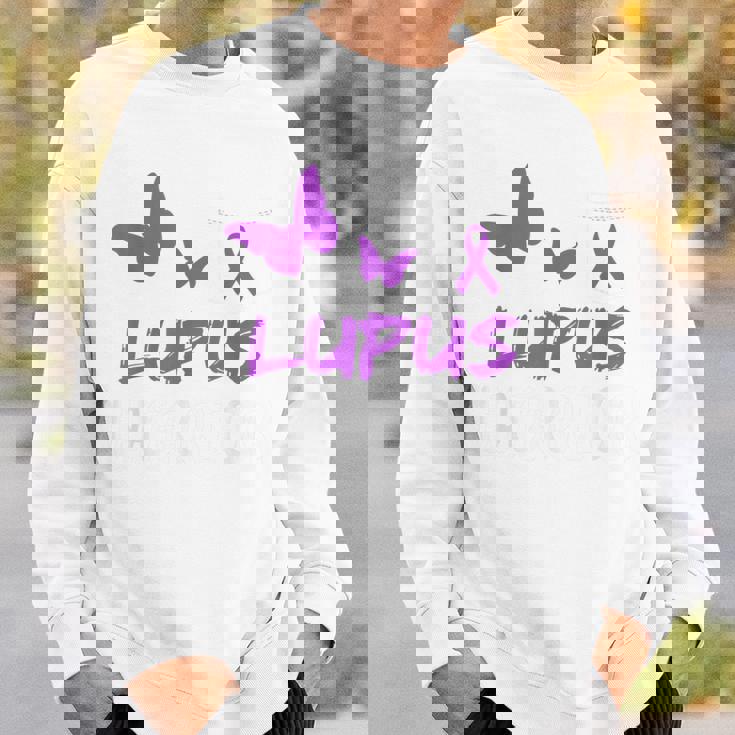 Lupus Warrior パープルバタフライ&リボン ポケット付き スウェットシャツ 彼への贈り物